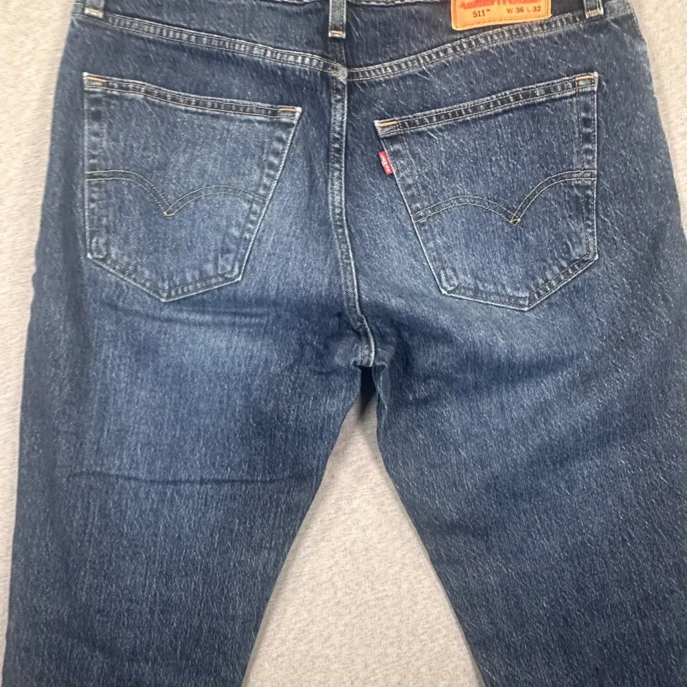Levis 511 Slim Fit Jeans Mens 36x32 (34x32) Dark Wash Blue Stretch Denim Pants